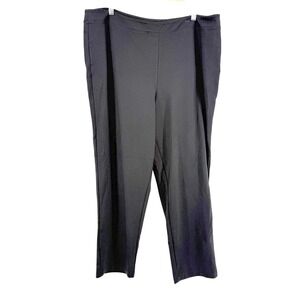 Joan Rivers Womens 1X Black Pull On Straight Leg Ponte Pants Comfort Stretch